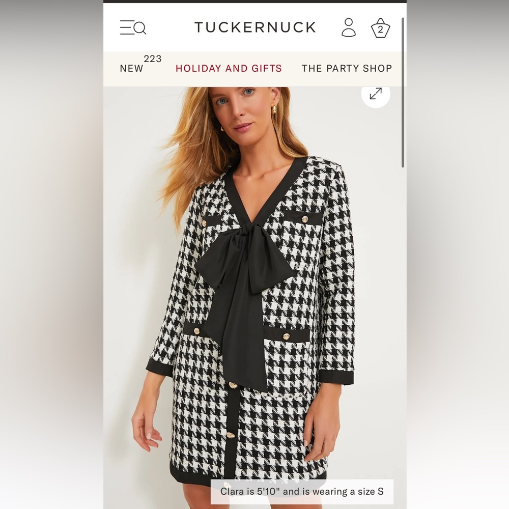 NWT Tuckernuck Pomander Place Black and White Houndstooth Coat